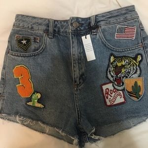 Top shop patchwork denim shorts